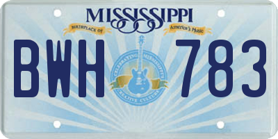 MS license plate BWH783