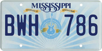 MS license plate BWH786