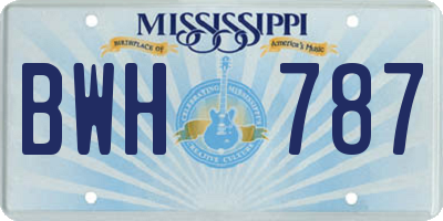 MS license plate BWH787