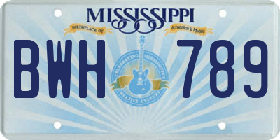 MS license plate BWH789