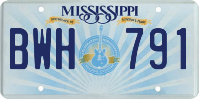 MS license plate BWH791