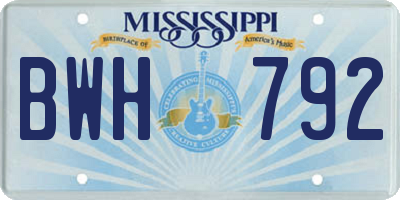 MS license plate BWH792