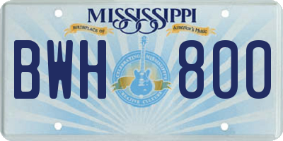 MS license plate BWH800
