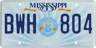 MS license plate BWH804