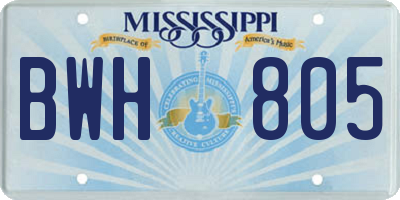 MS license plate BWH805