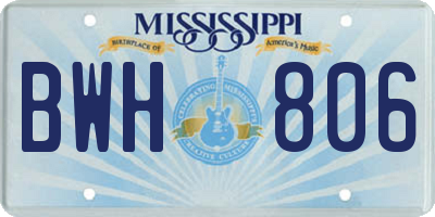 MS license plate BWH806