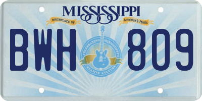 MS license plate BWH809