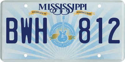 MS license plate BWH812