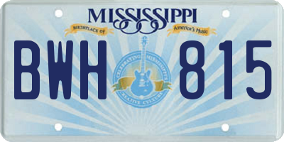 MS license plate BWH815