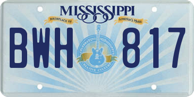 MS license plate BWH817