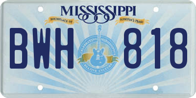 MS license plate BWH818