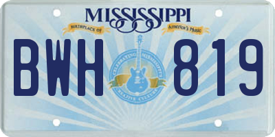 MS license plate BWH819