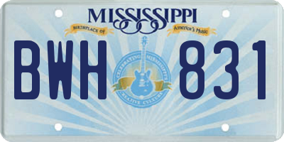MS license plate BWH831