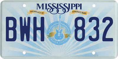 MS license plate BWH832