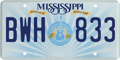 MS license plate BWH833
