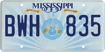 MS license plate BWH835