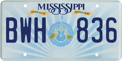 MS license plate BWH836