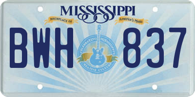MS license plate BWH837
