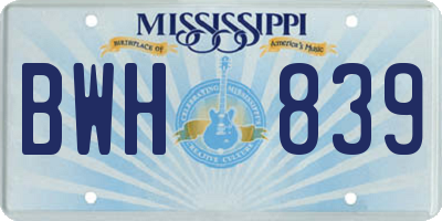 MS license plate BWH839