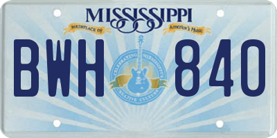 MS license plate BWH840