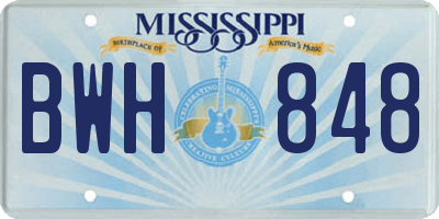 MS license plate BWH848