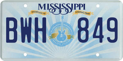 MS license plate BWH849