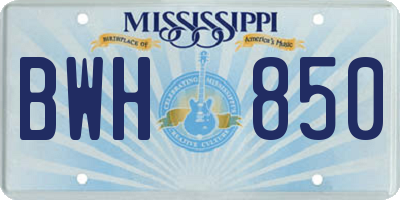 MS license plate BWH850