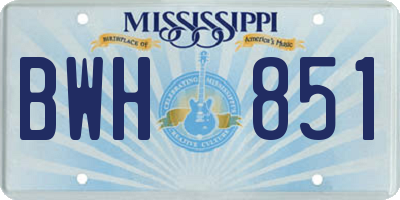 MS license plate BWH851