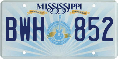 MS license plate BWH852