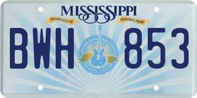 MS license plate BWH853