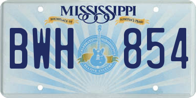 MS license plate BWH854