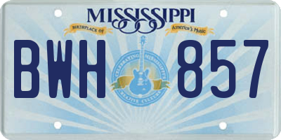 MS license plate BWH857