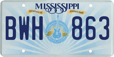 MS license plate BWH863