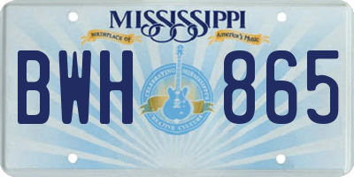 MS license plate BWH865