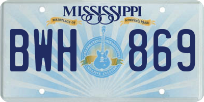 MS license plate BWH869
