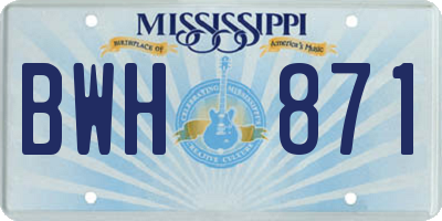 MS license plate BWH871