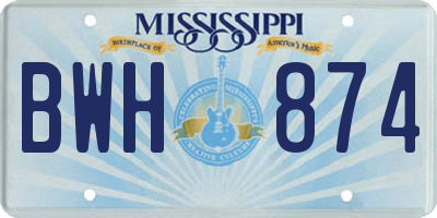 MS license plate BWH874