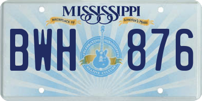 MS license plate BWH876