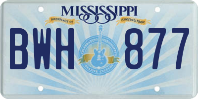 MS license plate BWH877