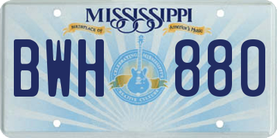 MS license plate BWH880
