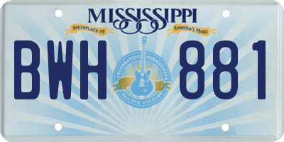 MS license plate BWH881