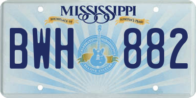 MS license plate BWH882