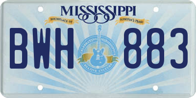 MS license plate BWH883
