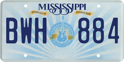 MS license plate BWH884