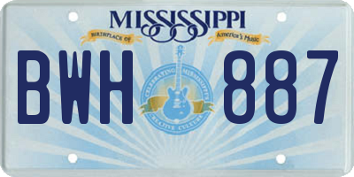 MS license plate BWH887