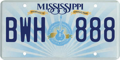 MS license plate BWH888