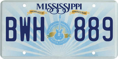 MS license plate BWH889