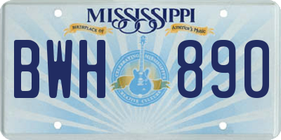 MS license plate BWH890