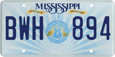 MS license plate BWH894