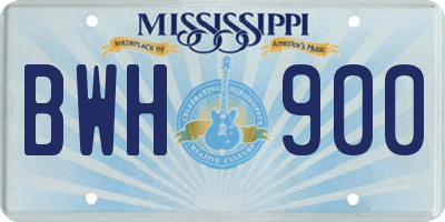 MS license plate BWH900